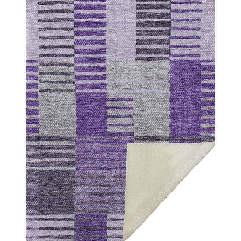 Jeté rayé Addison Sherpa ASB687, Mauve