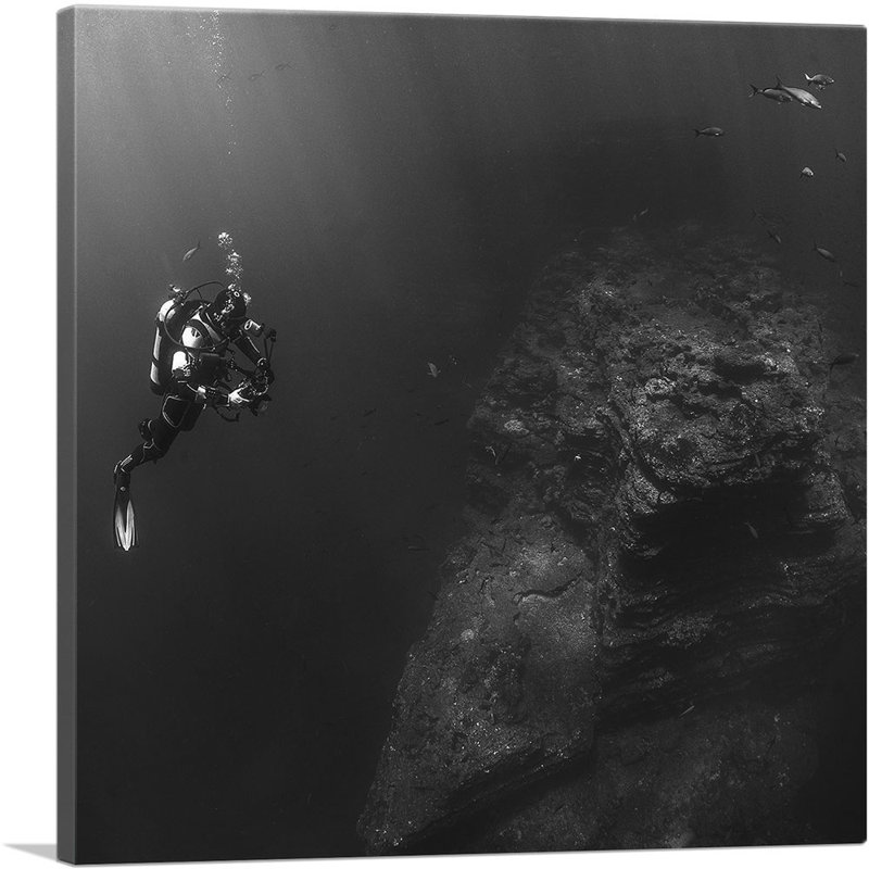 Scuba Diver - reproduction de photo sur toile tendue, H 36 po x l 36 po x P 0,75 po