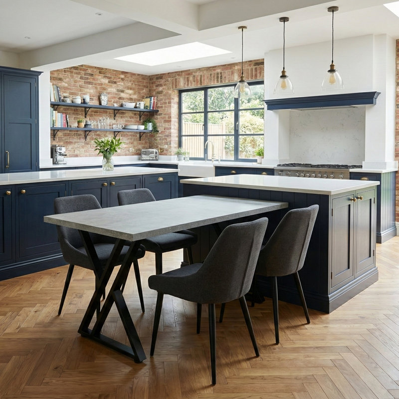 Metal Base Dining Table, 72cm H x 140cm W x 70cm D