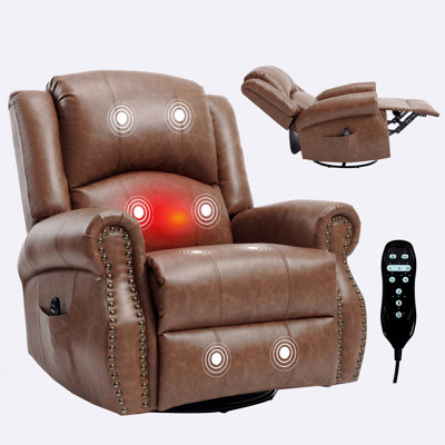 Fauteuil inclinable pivotant à 360° avec massage et chauffage lombaire