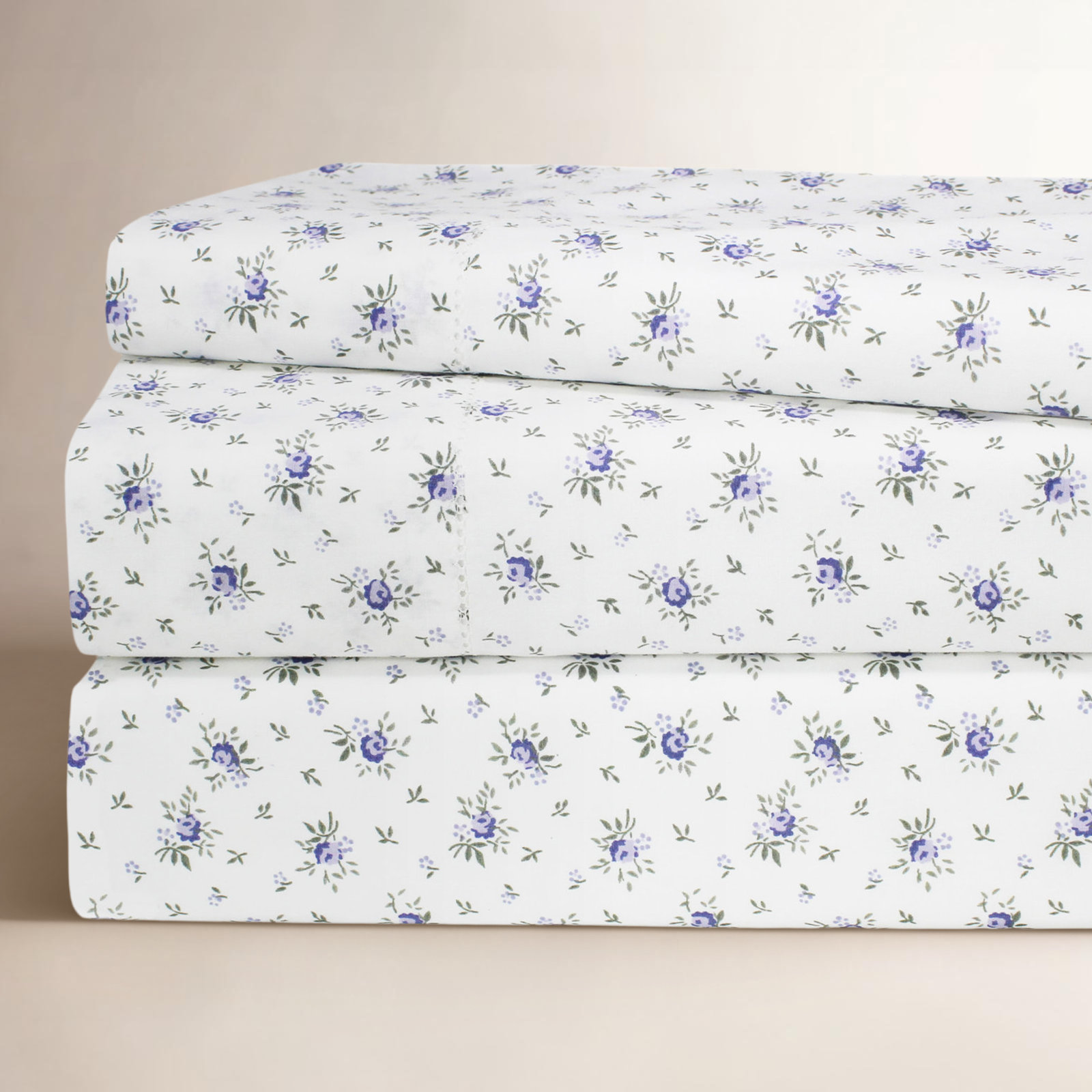Beford Lane 100% Cotton Percale Sheet Set, Queen, Purple