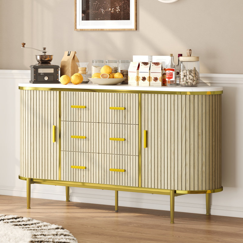 149.9cm Sideboard, Yellow/Gold