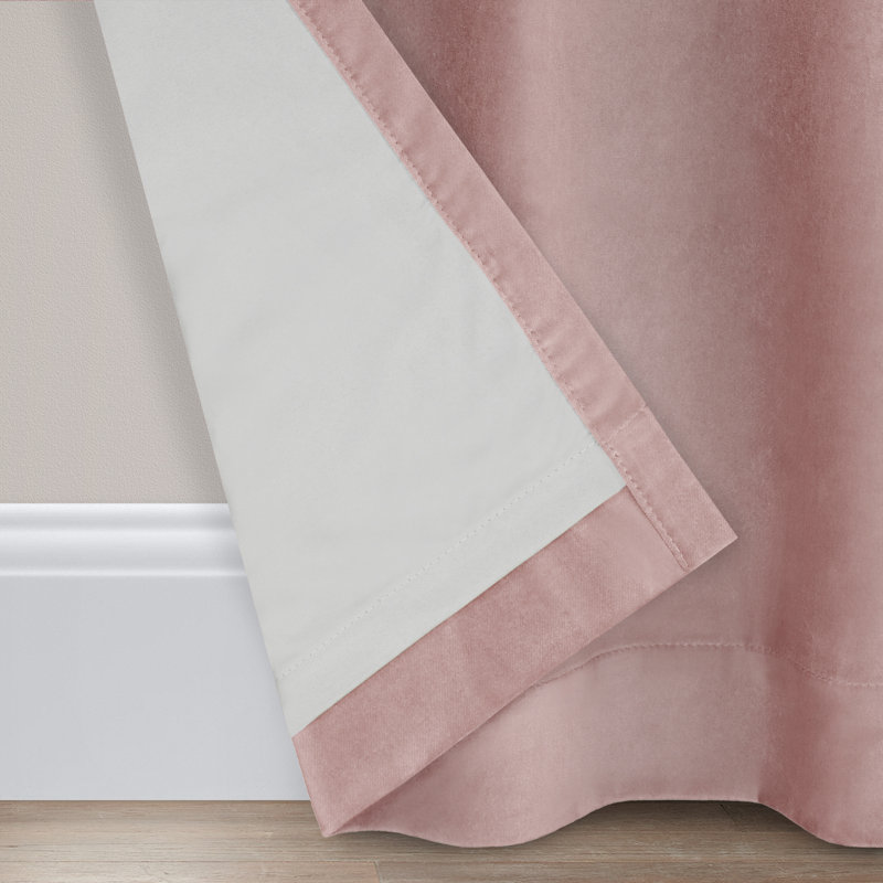 Eclipse Luxury Cotton Velvet 100% Blackout Rod Pocket Back Tab Curtain Panel, Dusty Rose, 50" W x 96" L