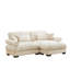 Canapé moderne à deux places avec repose-pieds, canapé à deux places en velours avec accoudoirs à traversin rond, avec coussin de taille et coussins décoratifs, petit canapé en forme de L pour le salon, la salle de lecture, le loft et la chambre à coucher-1831365341-1831365330