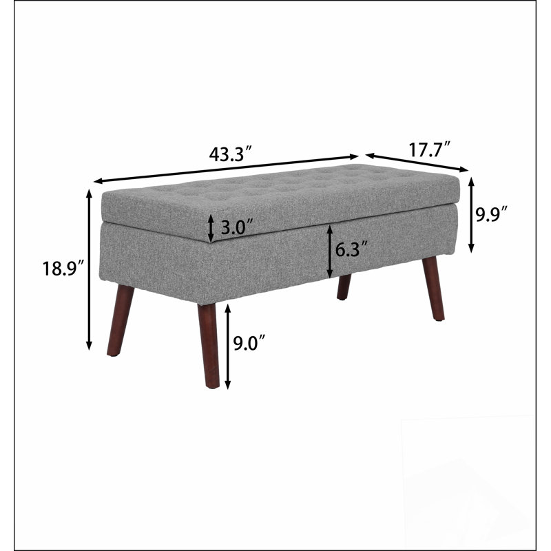 Linen Storage Bench A solid basic framework, comfortable, durable and beautiful, Gray