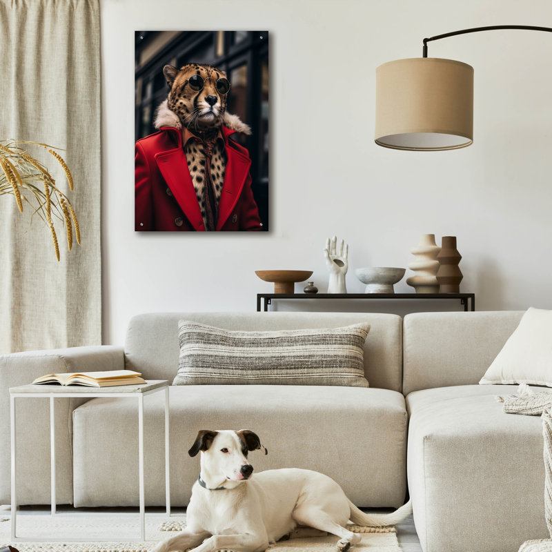 «Cheetah Chic» par r3darch0n, art mural en verre acrylique, H 36 po x l 24 po x P 0,2 po