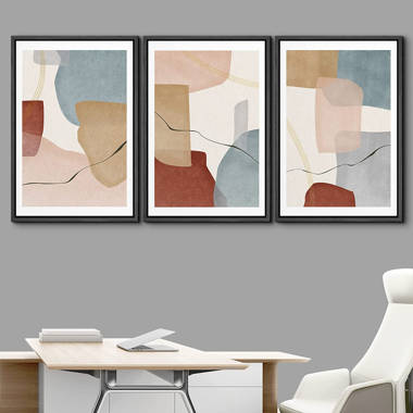 Calm office decor, set of 3 wall art prints