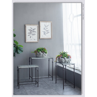 Ensemble de 3 tables gigognes Gilbert, supports à plantes polyvalents en métal pour une décoration intérieure compacte et élégante