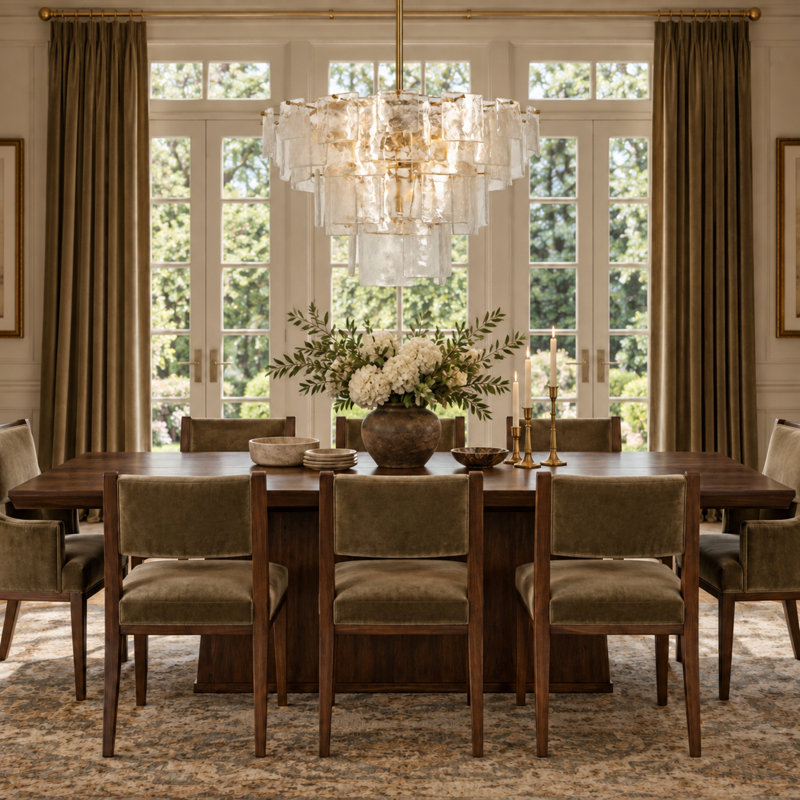 Kethe Oversized 13-Light Tiered Chandelier with Seeded Glass