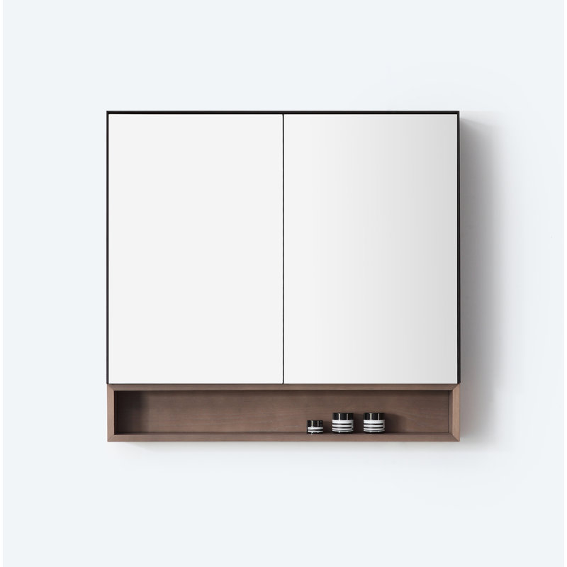 Bergen 36" Medicine Cabinet, Matte Black/Chestnut Oak