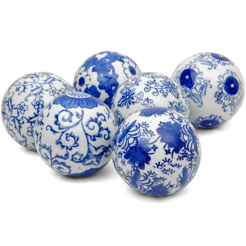 Farrell Decorative Ball Set, Blue Floral