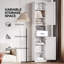 Grande armoire de rangement pour salle de bain avec 2 portes de grange, 1 tiroir, tablettes réglables et conception étroite pour les petits espaces-1090907517