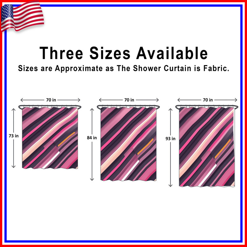 Pink Diagonal Stripes Shower Curtains Extra Long, 70in W x 93in H