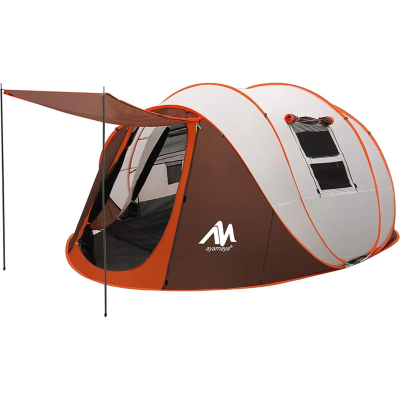 6 Persons Pop Up Tent Easy Setting Family Camping Tent, Khaki