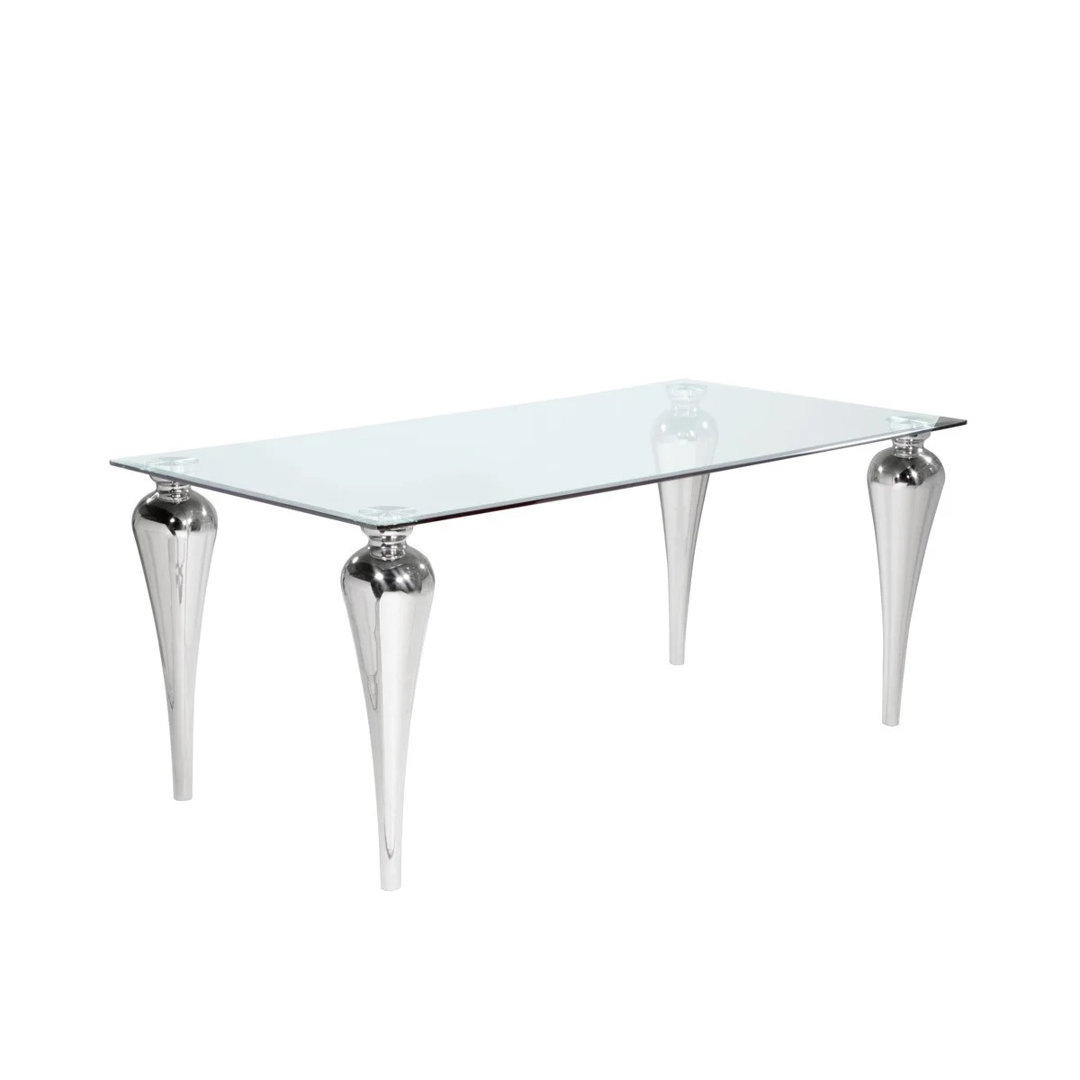 Micahla Glass Top Metal Base Dining Table House of Hampton®