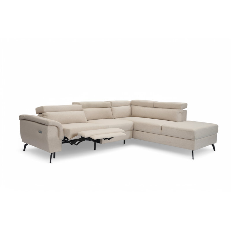 Dequita 5 Seater Electric Reclining Corner Sofa , Right Hand Facing, Beige Linen