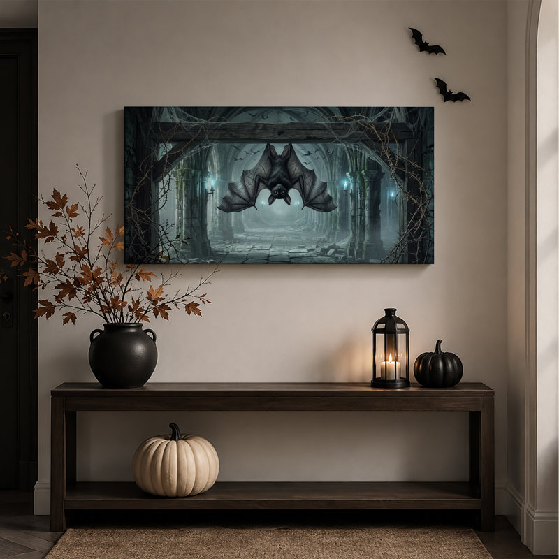 Art mural sur toile, chauve-souris noire, L 20 po x H 10 po