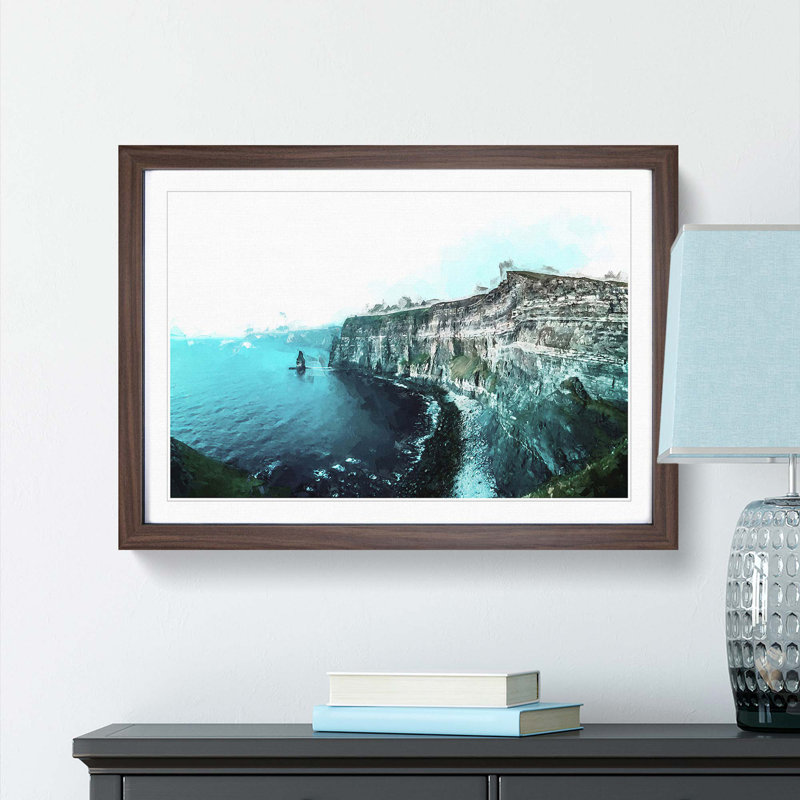 Cliffs of Moher in County Clare in Abstract - Picture Frame Graphic Art Print, 27cm H x 36cm W x 2cm D, Walnut Framed