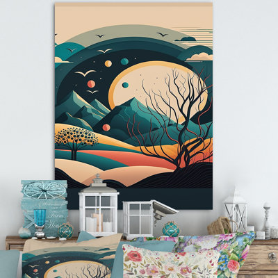 Arbre de montagne dans un graphique bleu I Arbre de montagne dans un graphique I - reproduction sur toile