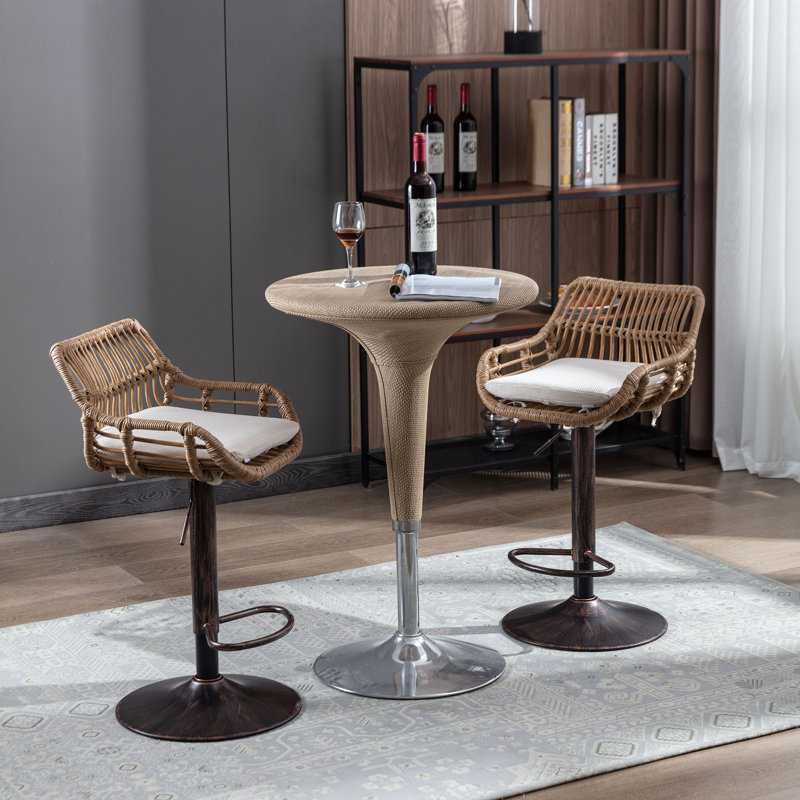 Swivel Upholstered Adjustable Height Counter Stool, Beige