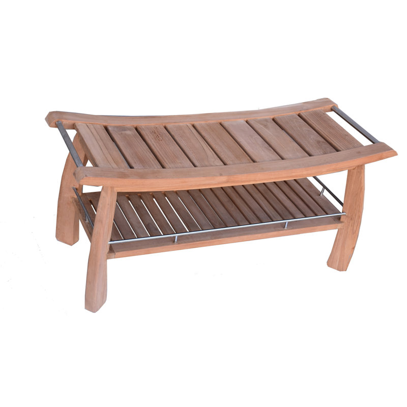 Banc de douche en teck de 42 po Maciejewski
