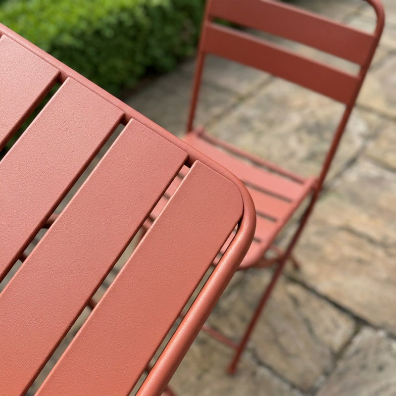 2 - Person Patio Dining Set with Square Table, Terracotta Red