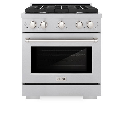 ZLINE 30" Paramount Dual Fuel DuraSnow® Stainless Range w/ 4 Burners & Convection Oven (SDRS-30)