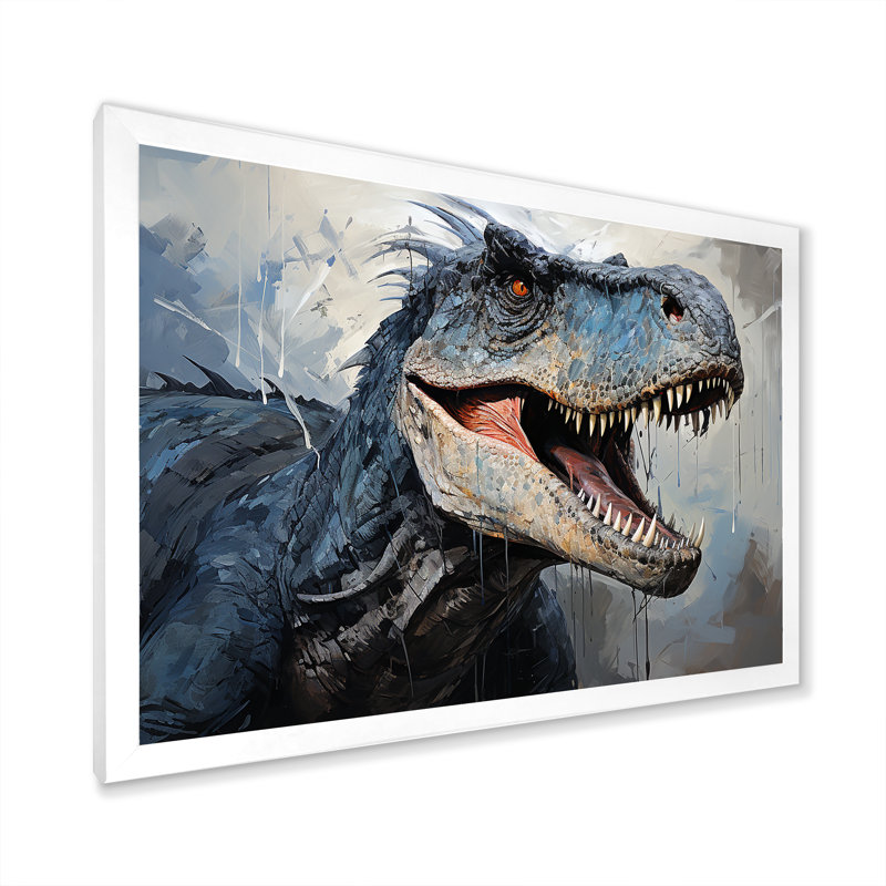 Dinosaur Blue T Rex Supreme sur toile, H 44 po x l 34 po x P 1,5 po, Cadre simple blanc
