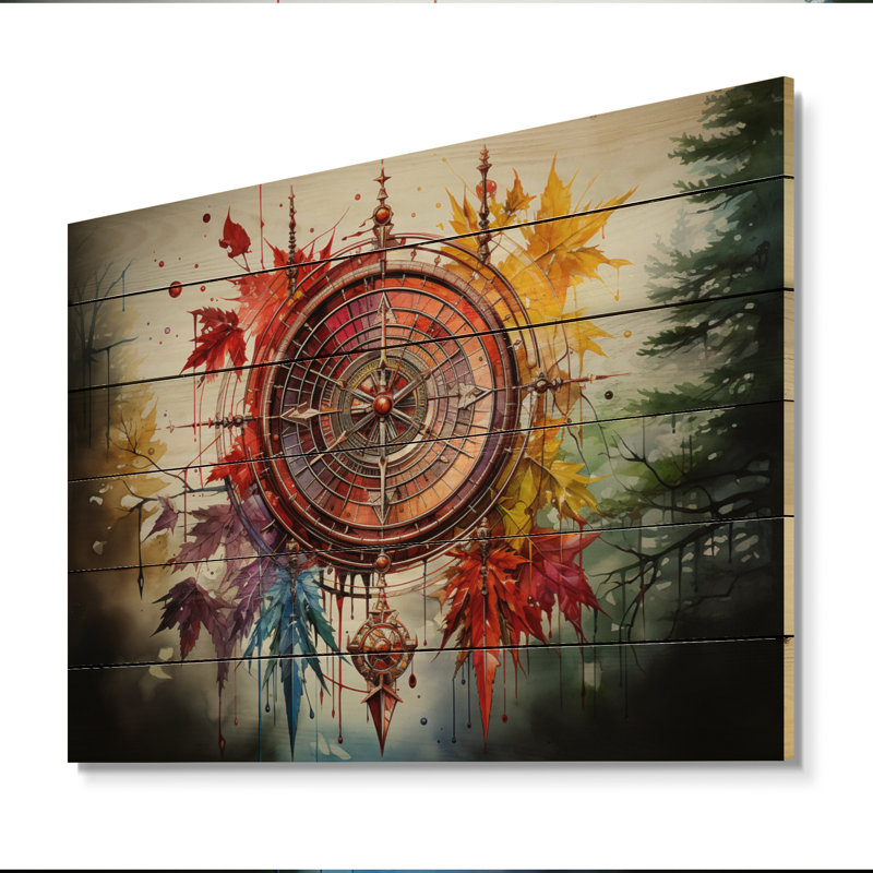 Native Art Sacred Medecine sur bois, H 30 po x l 40 po x P 0,78 po
