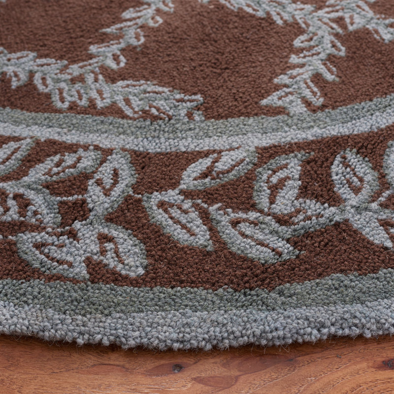 Tapis brun en laine crocheté à la main Hollander, Tapis de couloir 2 pi 6 po x 6 pi