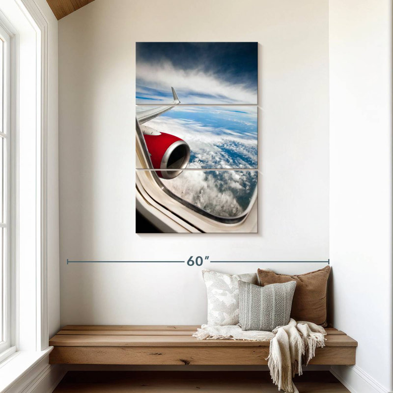 Vue de la fenêtre de l'avion Mehar, H 45 po x l 28 po