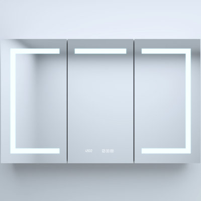 48 In. Wide 30 High Silver Aluminum Surface Mount Medicine Cabinet With - Fog Function, Integrated Led, Silent Hinges Rectangular W X H Recessed/Surface Definition Mirror, Charging Stations