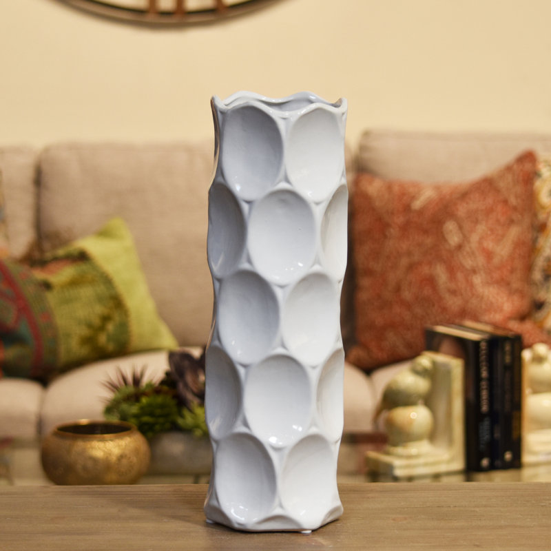 Grier Table Vase, 17" H x 5.5" W x 5.5" D, White