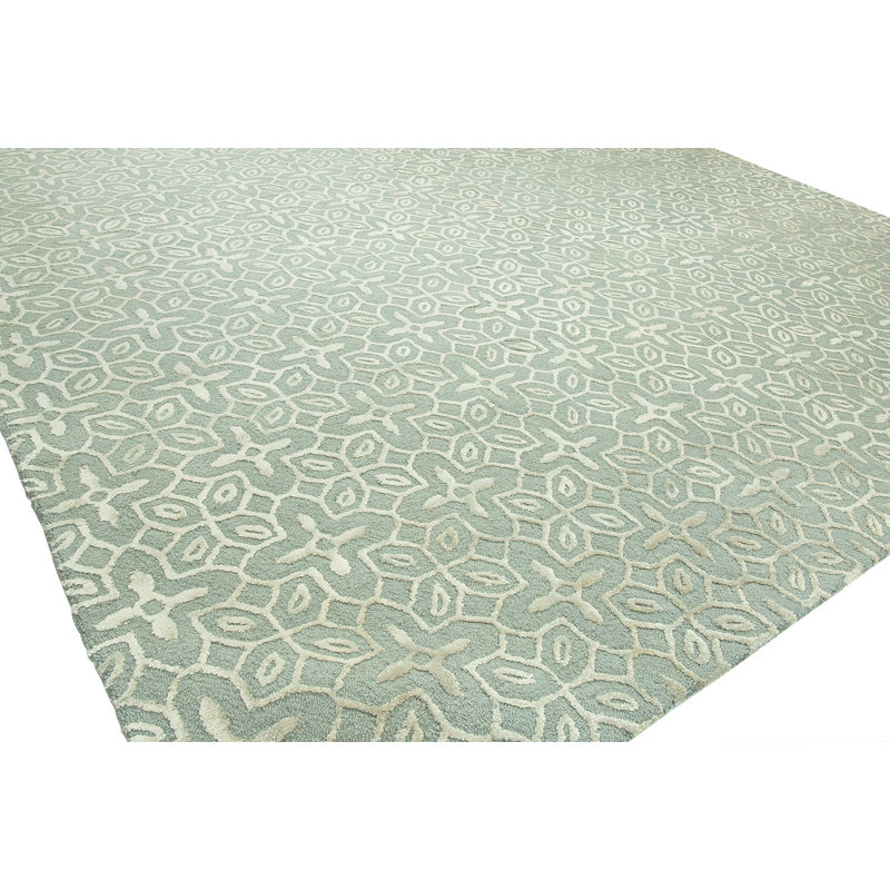 Wool Geometric Area Rug in Gray, Rectangle 2' x 3'