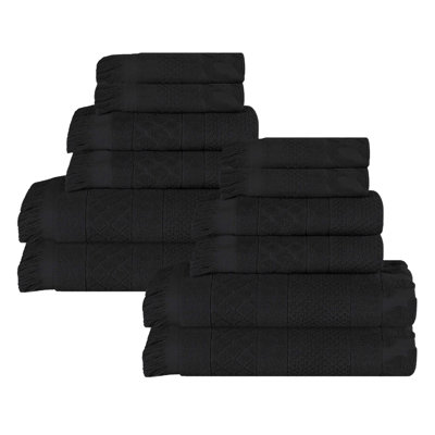 Blue Nile Mills Geometric Luxe Absorbent 12-Piece Cotton Towel Set