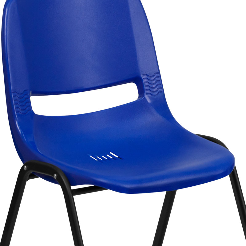 Chaise empilable ergonomique Lena, Noir, Bleu, 5
