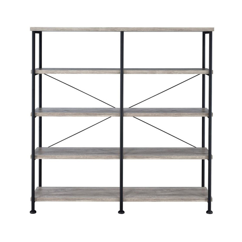 Bibliothèque ouverte à 4 tablettes en bois flotté gris et noir