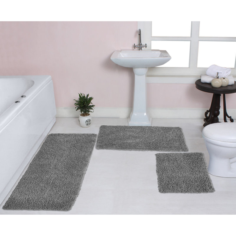 Tapis 100% coton lavable à la machine Fantasia (ensemble de 3), gris