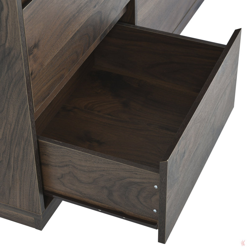 Commode 9 tiroirs Mid-Century moderne, brun foncé