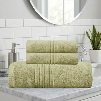Ensemble de serviettes de bain 100% coton 100% coton zéro torsion Phoebe Home Weavers, 16 po x 24 po (2), 27 po x 54 po (1) (1 ensemble de bain, 2 serviettes de toilette), vert