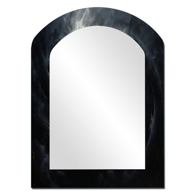 Black Hole Quiet Quasar - Abstract Spirals Asymmetrical Wall Mirror, Modern Arch Decorative Mirror, Printed Metal Art