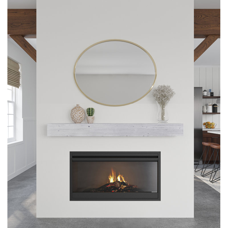 Tablette de manteau de cheminée patinée, Blanc rustique, 72 po, 6.25"
