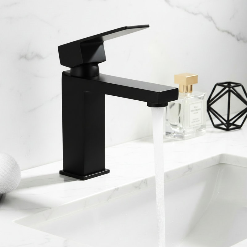 Matte Black Single Handle Faucet, Stainless Steel Hole Design, - Corrosion And , Ceramic Cartridge For Easy Water Control, Brushed Nickel Finish Long Term Use, Supply Lines In Package