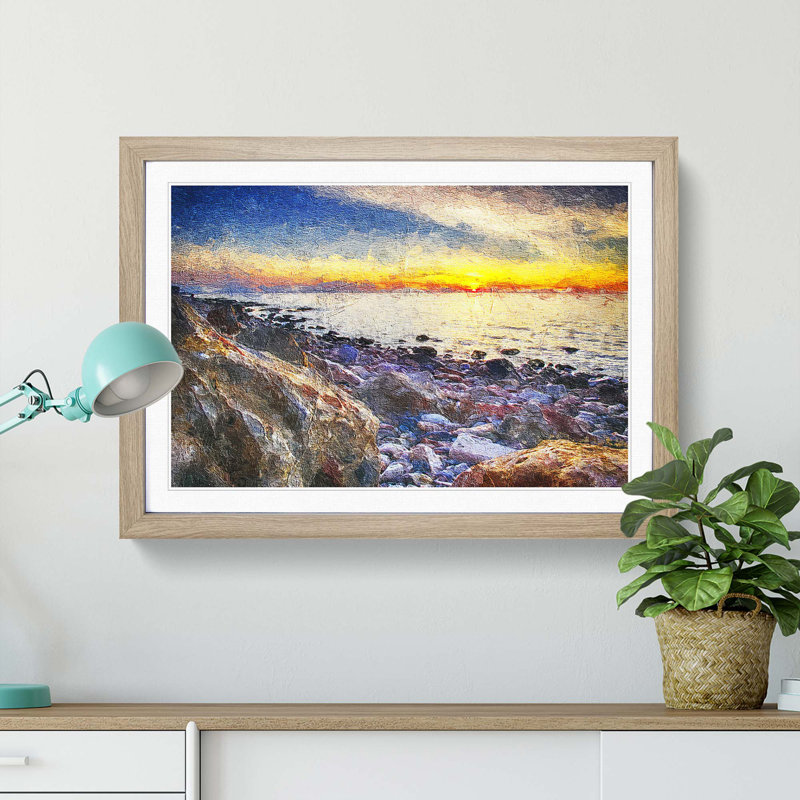 Ocean View in Murcia Spain in Abstract - Framed Print, 36cm H x 48cm W x 2cm D, Oak Framed