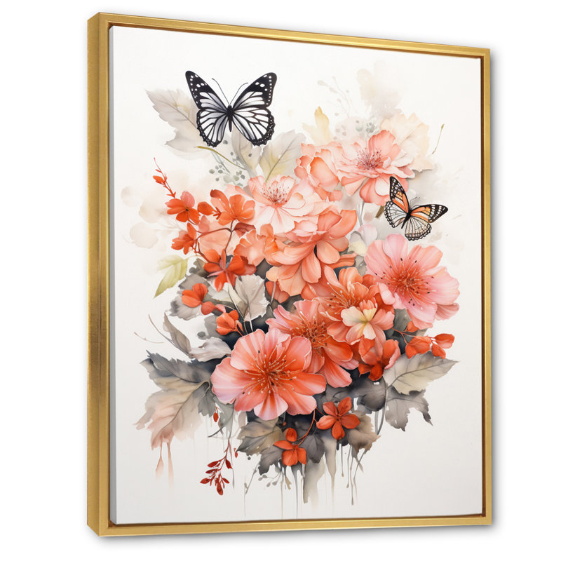 Art mural sur toile Corail, H 44 po x l 34 po x P 1,5 po, Cadre flottant doré