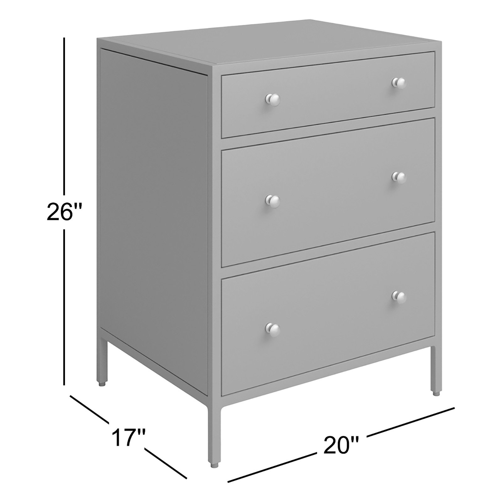 Walee 3-Drawer Nightstand, Blue
