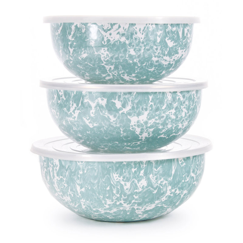 Taupe Swirl Mixing Bowls, Sea Glass
