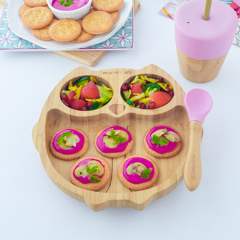 Bamboo Owl Plate, Pink