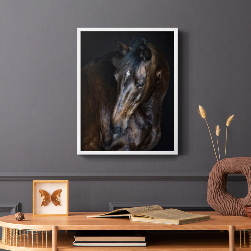 Sunlit Horses I, reproduction encadrée - bois massif, Blanc, H 10 po x l 8 po