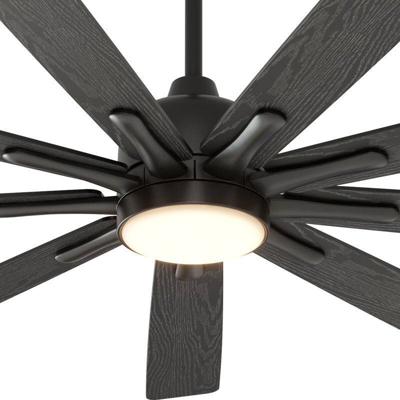 Ventilateur de plafond 9 pales 62 "avec lumières DEL et télécommande Dorava, Noir mat avec pales noir mat